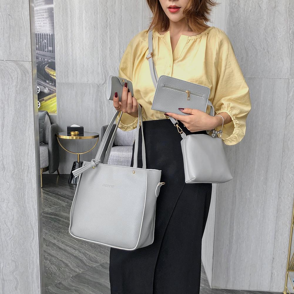 4pcs/set Litchi Pattern Women Shoulder Crossbody Handbags Clutch Card Bags  Large Capacity Tote Bags Luxury Purse 2021 New - La Veliere