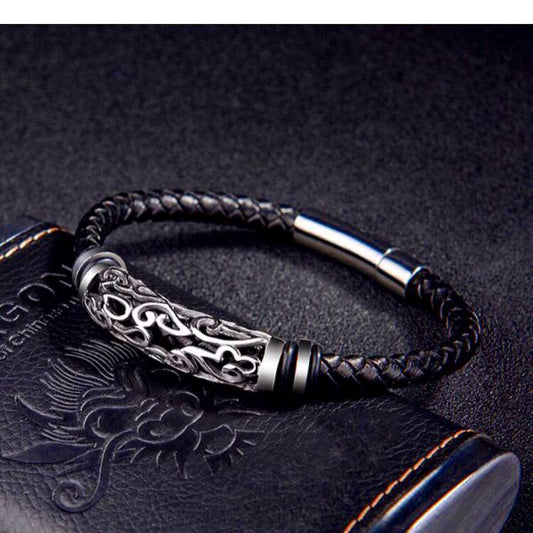Faux Leather Braid Bracelet for Men - La Veliere