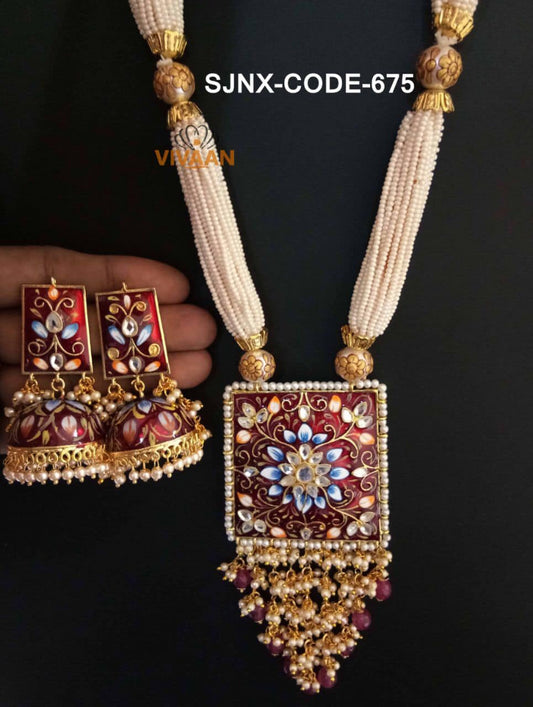 Very long handmade pearls necklace set - La Veliere