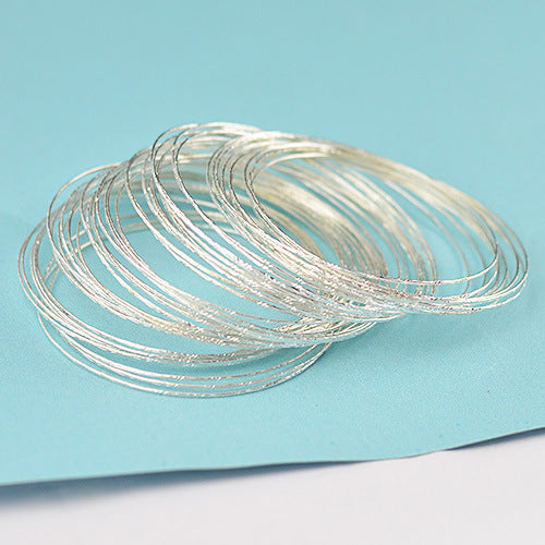 Loops Bracelets Silver Plated Steel Wire Cuff Slim Bangle Bracelet Set - La Veliere
