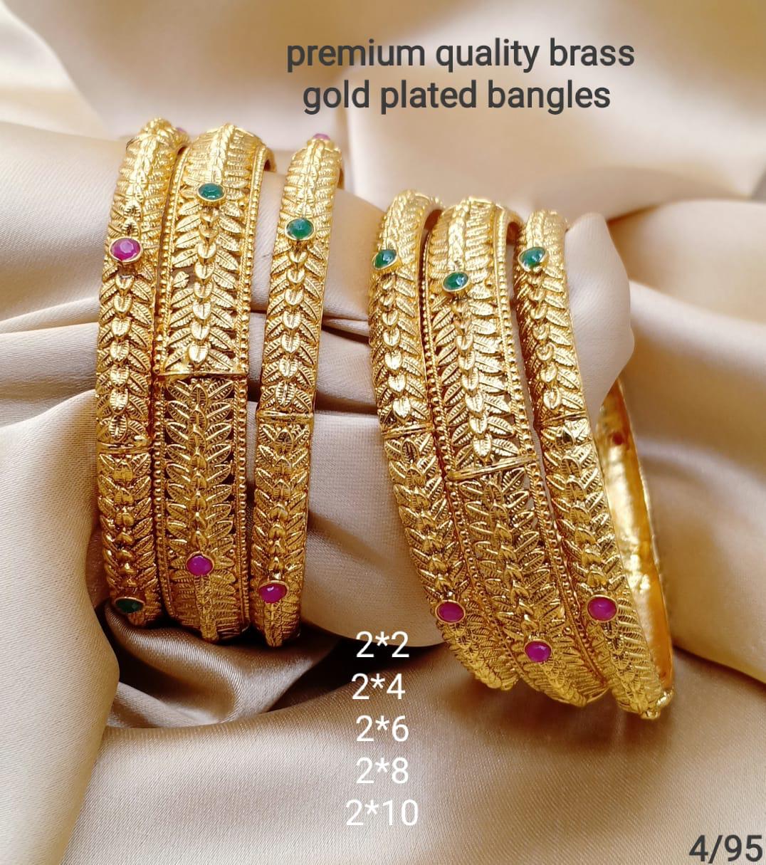 Gold Plated Brass Bangles - 6 pcs Set - La Veliere