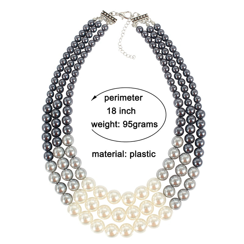 UDDEIN Ethnic statement necklace for women Multi layer simulated pearl jewelry bib beads maxi necklace African bead jewelry - La Veliere