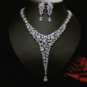 Newest Famous Brand Luxury Earring Necklace Jewelry Set  CZ Crystal Wedding Jewelry for Women - La Veliere