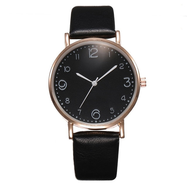 Top Style Fashion Women's Luxury Leather Band Analog Quartz Wrist Watch Golden Ladies Watch Women Dress Reloj Mujer Black Clock - La Veliere