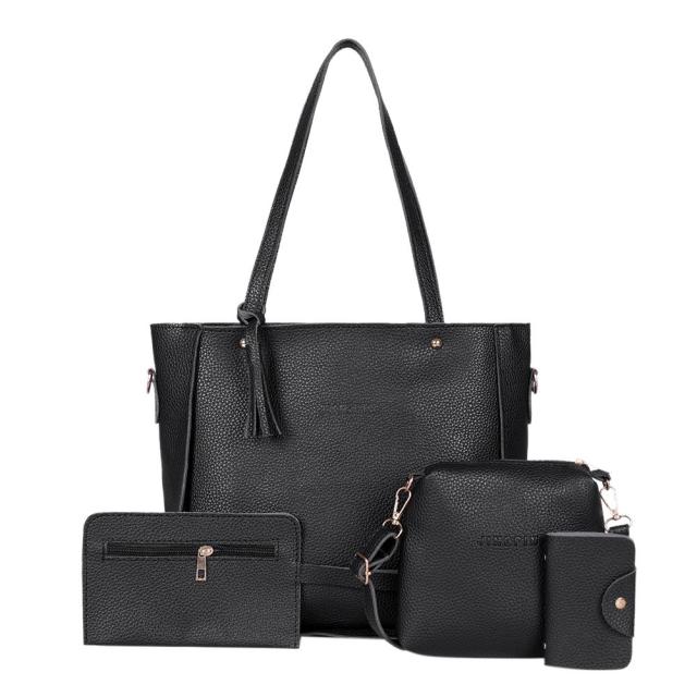 4pcs/set Litchi Pattern Women Shoulder Crossbody Handbags Clutch Card Bags  Large Capacity Tote Bags Luxury Purse 2021 New - La Veliere