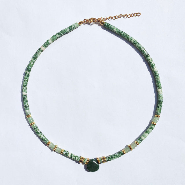 Bohemian Handmade Jewelry Natural Stone Beaded Choker Evil Eye Pendant Necklace Female - La Veliere